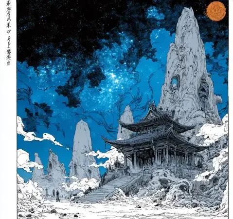 科幻未来题材封面示意：太空站与星球轮廓